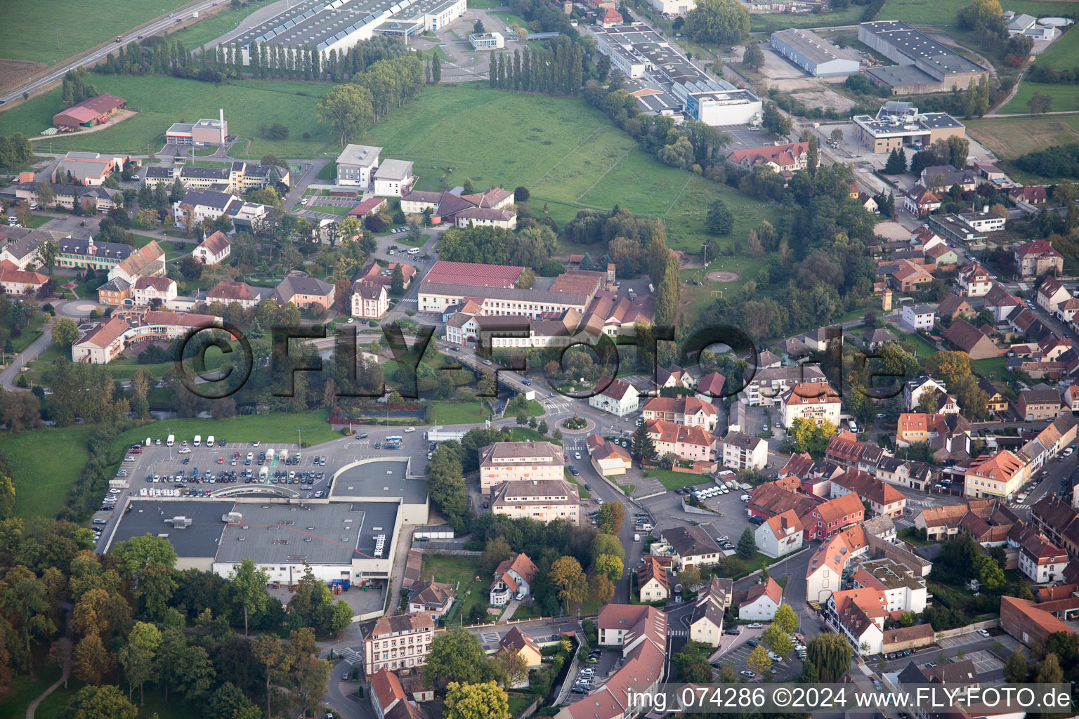 Bischwiller in the state Bas-Rhin, France out of the air