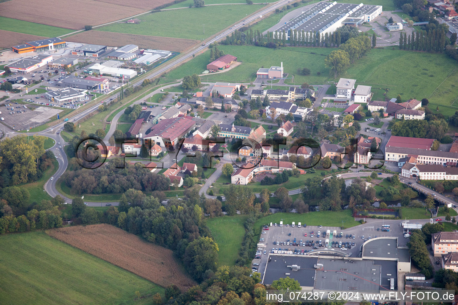 Bischwiller in the state Bas-Rhin, France seen from above