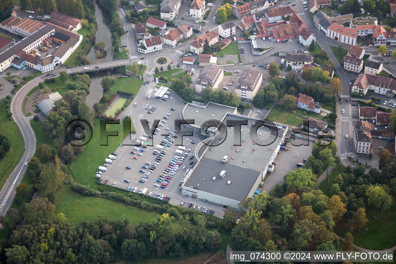 Oberhoffen-sur-Moder in the state Bas-Rhin, France from above