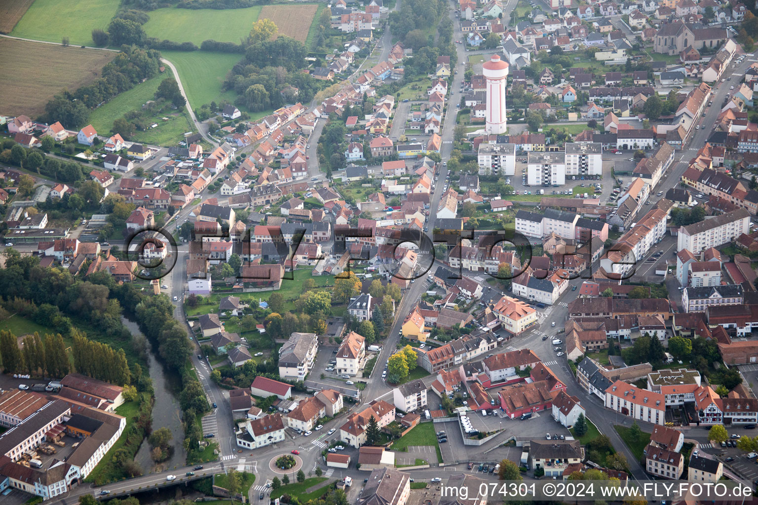 Oberhoffen-sur-Moder in the state Bas-Rhin, France out of the air