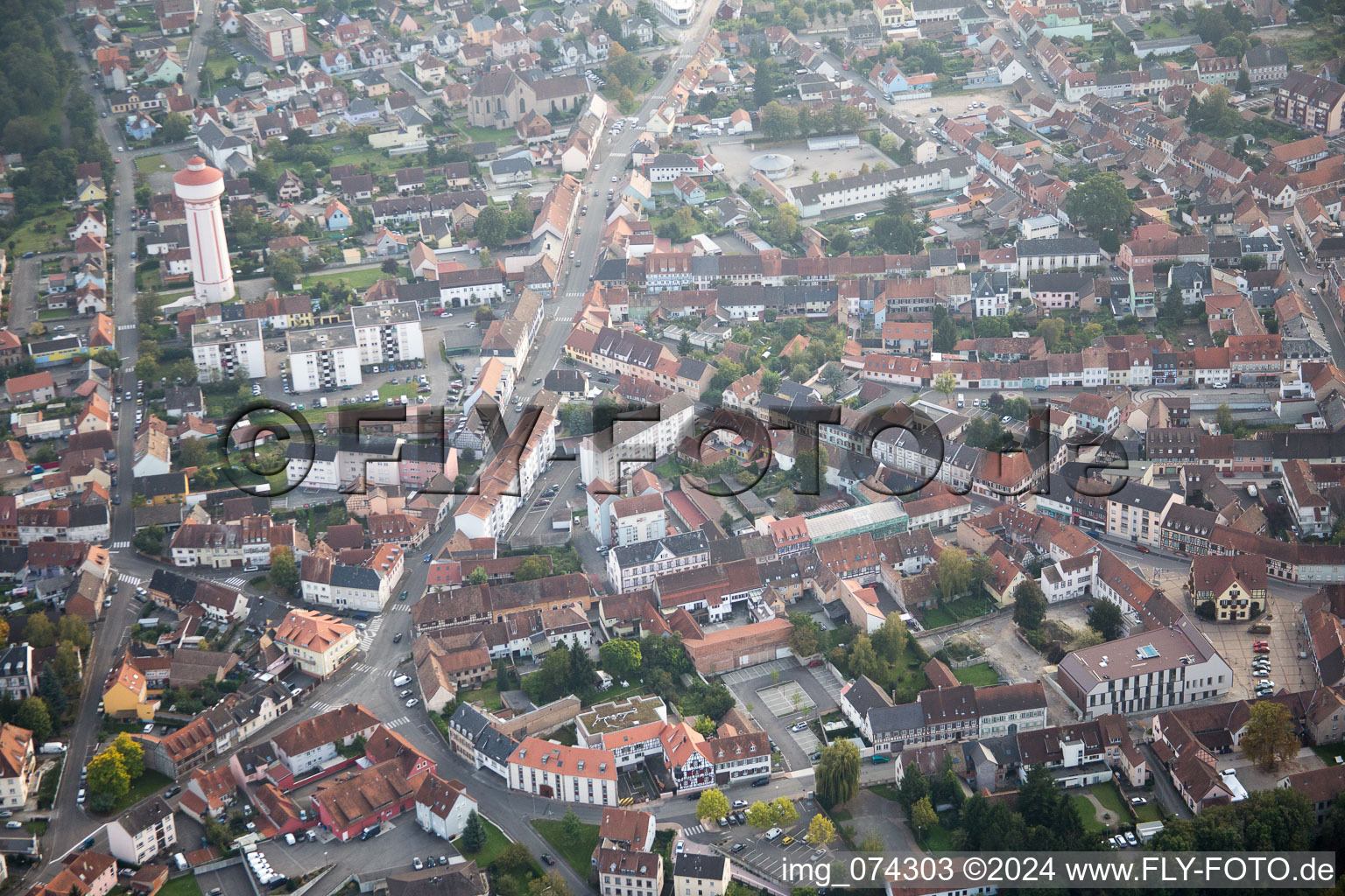 Oberhoffen-sur-Moder in the state Bas-Rhin, France from the plane