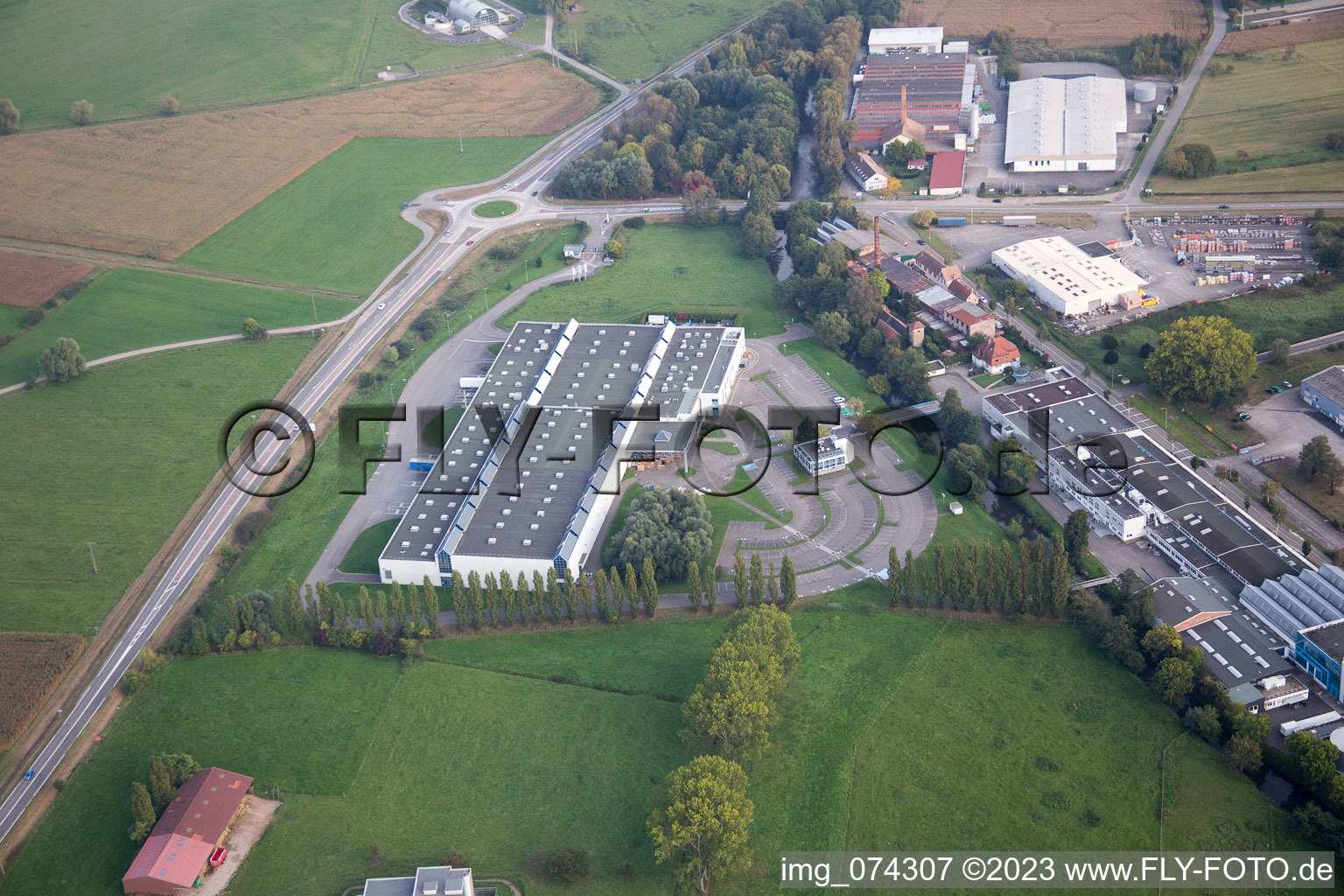 Aerial view of Bischwiller in the state Bas-Rhin, France