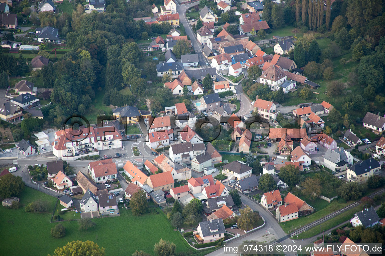 Aerial view of Schirrhoffen in the state Bas-Rhin, France