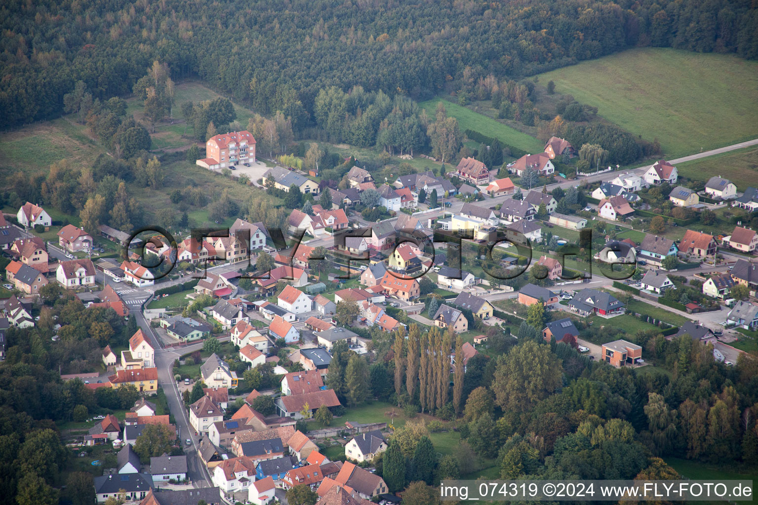 Aerial photograpy of Schirrhoffen in the state Bas-Rhin, France