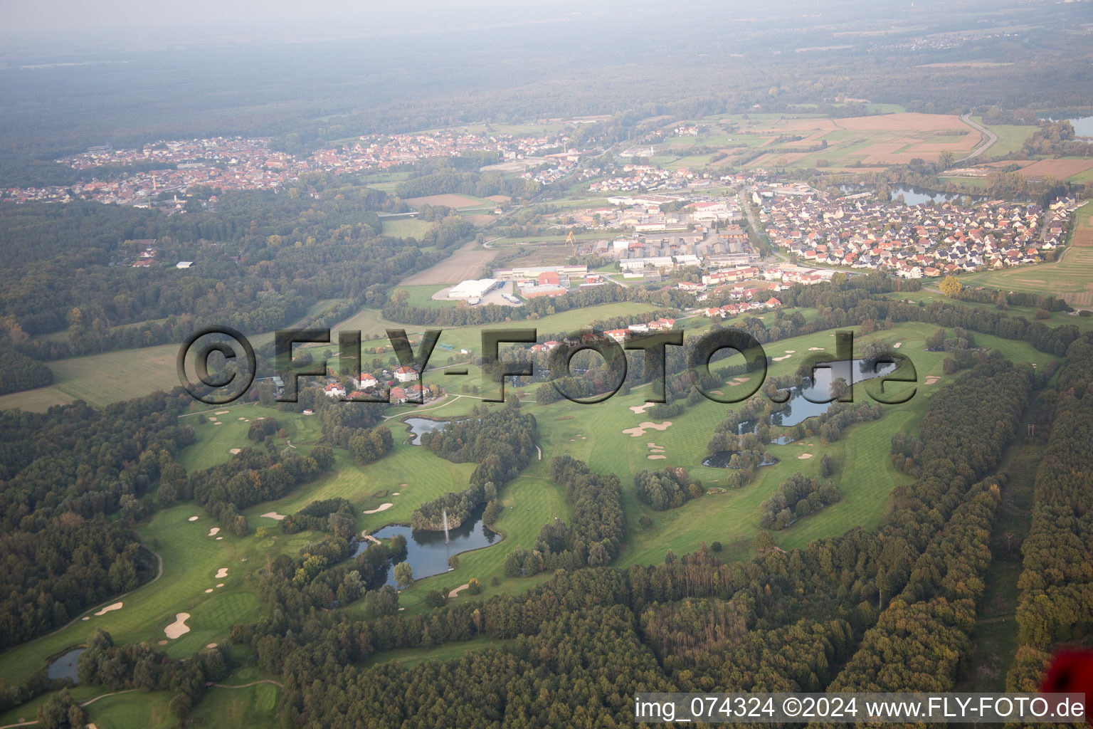 Aerial photograpy of Golf course in Soufflenheim in the state Bas-Rhin, France