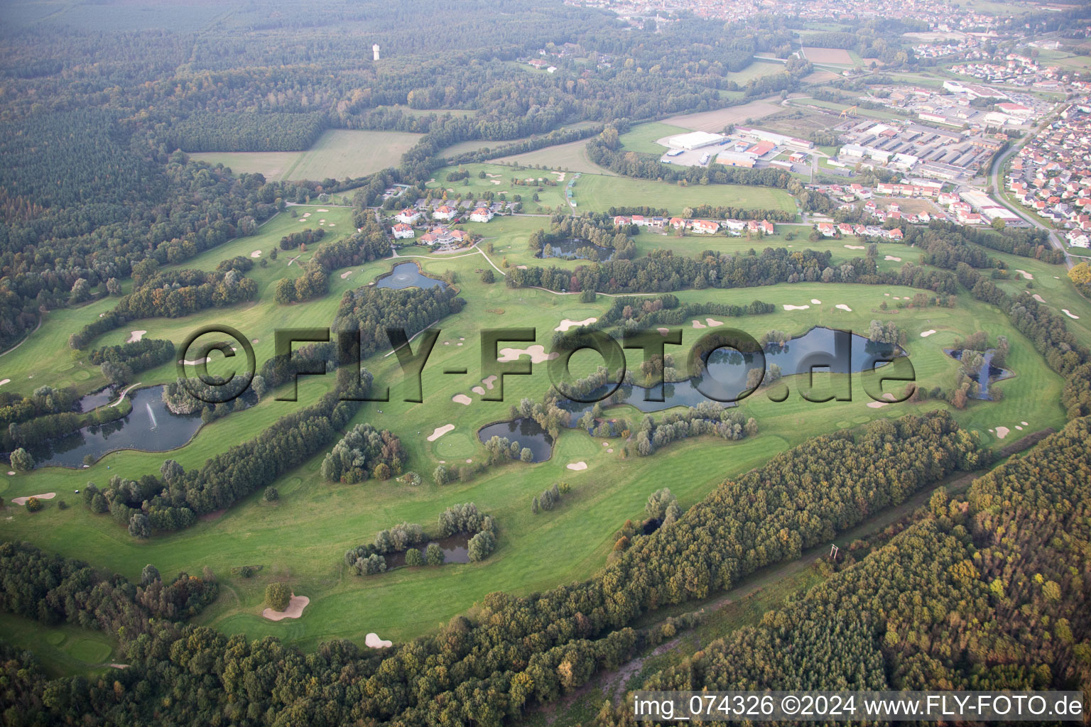 Oblique view of Golf course in Soufflenheim in the state Bas-Rhin, France