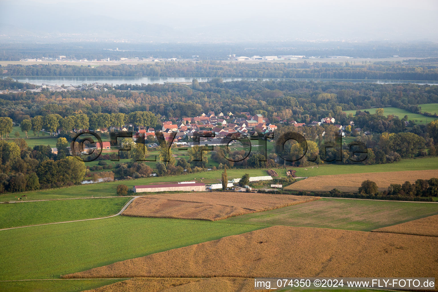 Aerial view of Fort-Louis in the state Bas-Rhin, France