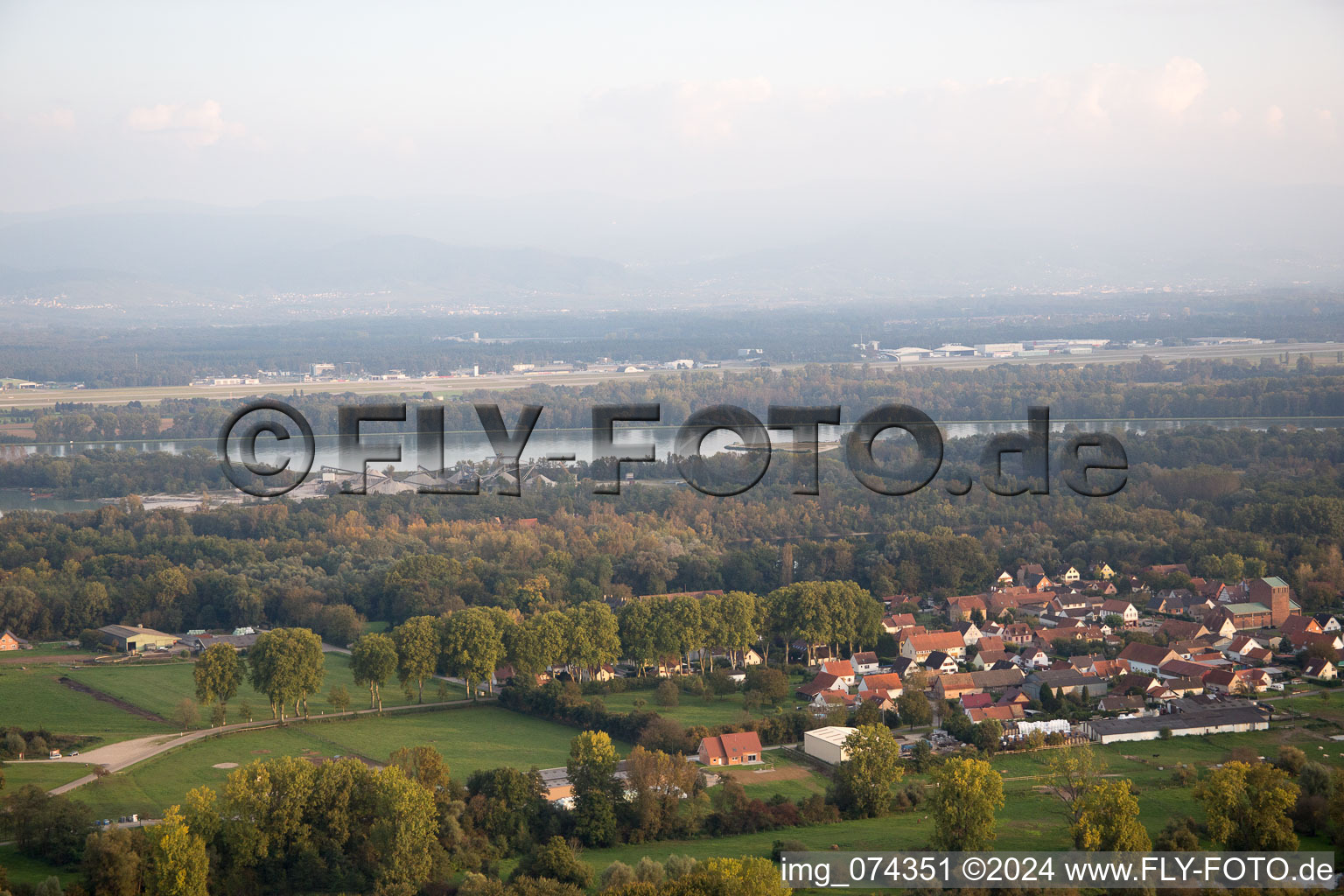 Aerial photograpy of Fort-Louis in the state Bas-Rhin, France