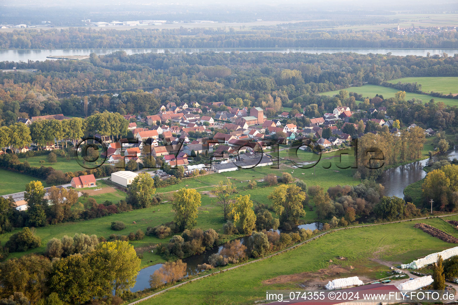 Fort-Louis in the state Bas-Rhin, France from above