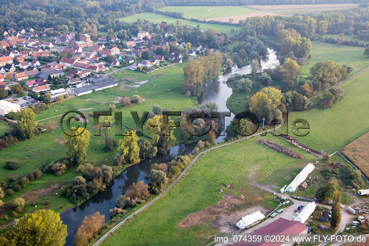 Fort-Louis in the state Bas-Rhin, France from the plane