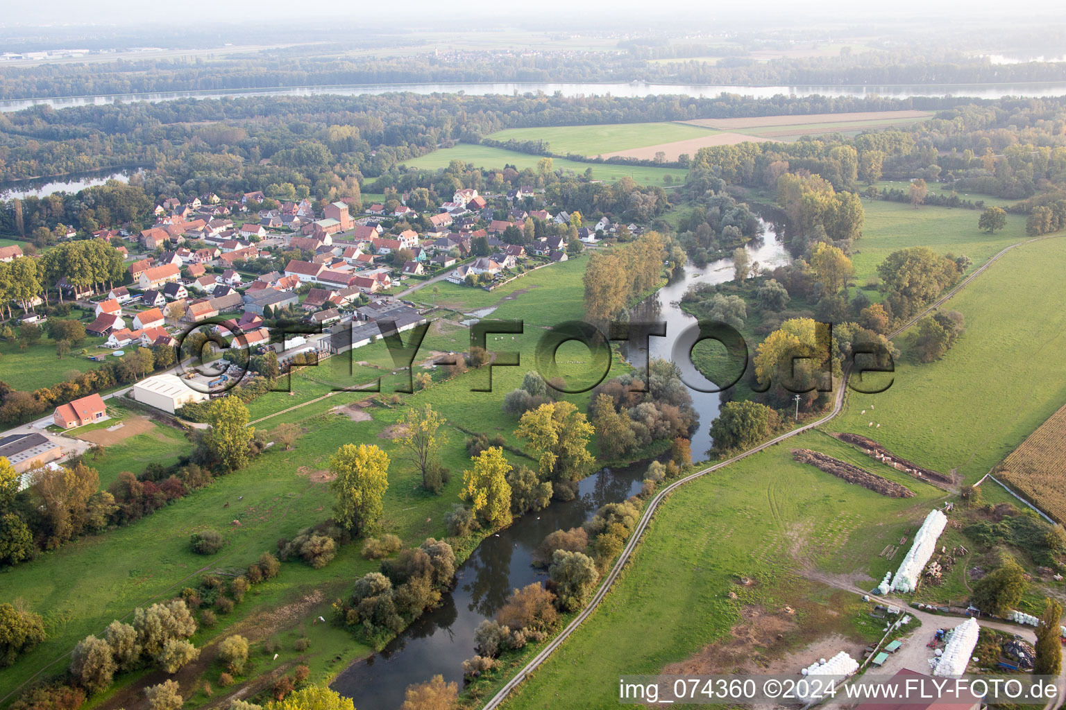 Bird's eye view of Fort-Louis in the state Bas-Rhin, France