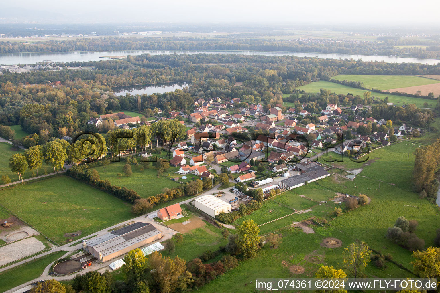 Fort-Louis in the state Bas-Rhin, France viewn from the air