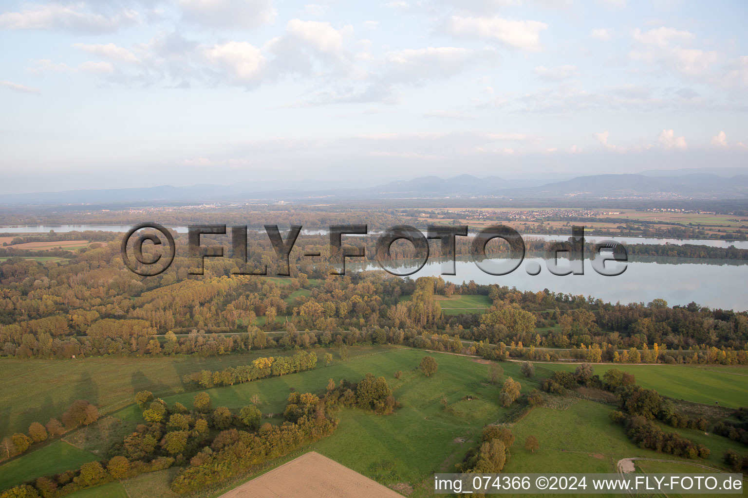 Fort-Louis in the state Bas-Rhin, France from a drone