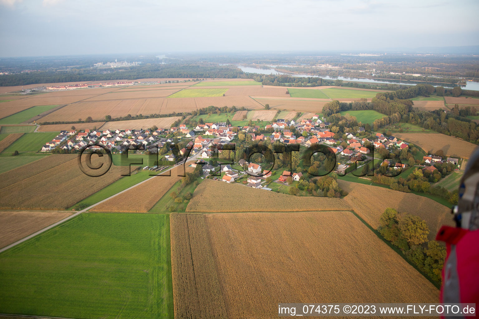 Aerial photograpy of Neuhaeusel in the state Bas-Rhin, France