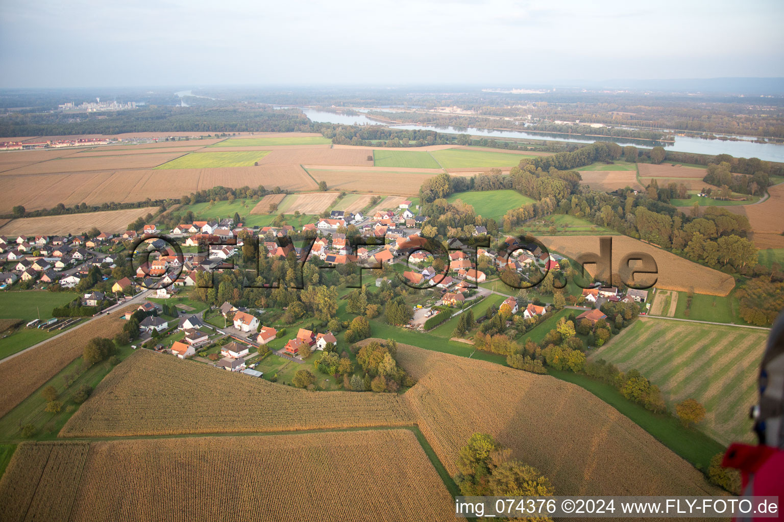 Oblique view of Neuhaeusel in the state Bas-Rhin, France