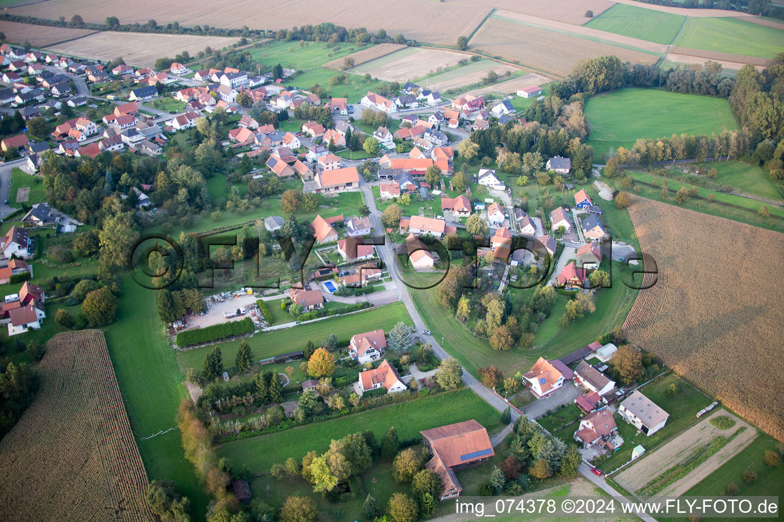 Neuhaeusel in the state Bas-Rhin, France out of the air