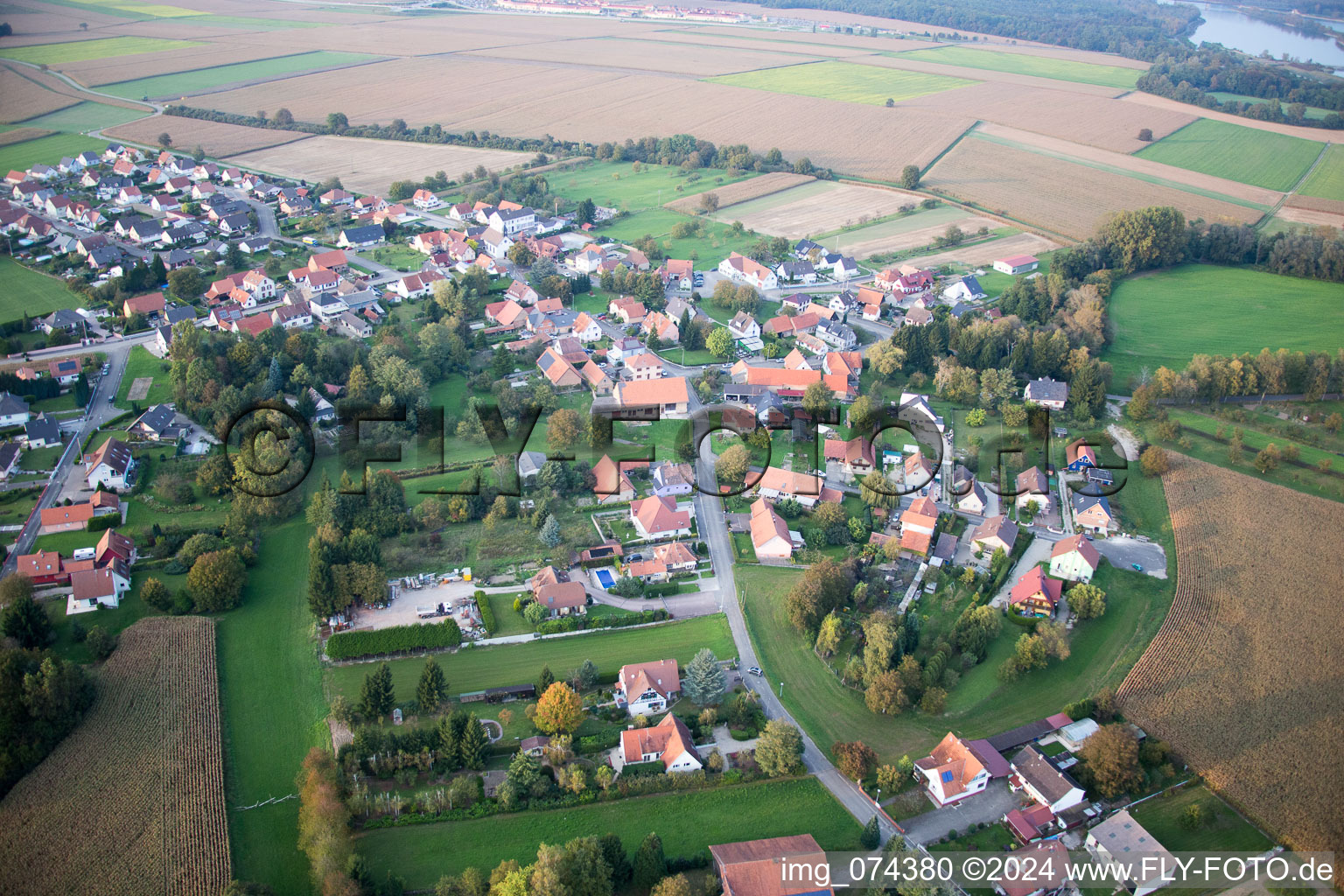 Neuhaeusel in the state Bas-Rhin, France from the plane