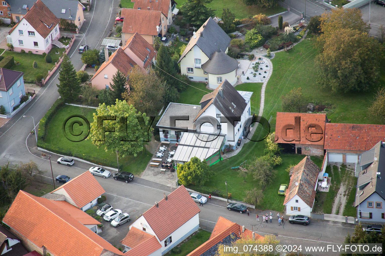 Neuhaeusel in the state Bas-Rhin, France from the drone perspective