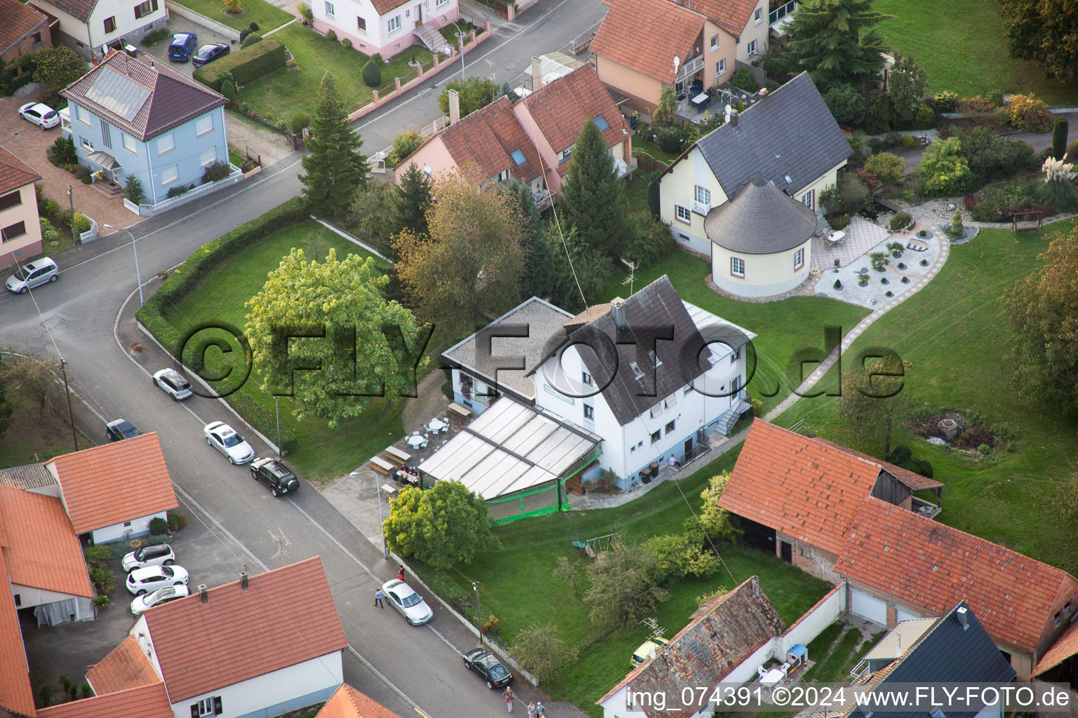 Neuhaeusel in the state Bas-Rhin, France from a drone