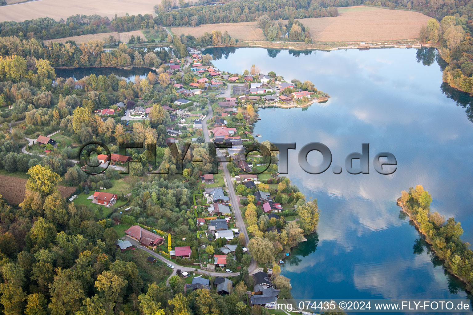 Aerial photograpy of Beinheim in the state Bas-Rhin, France