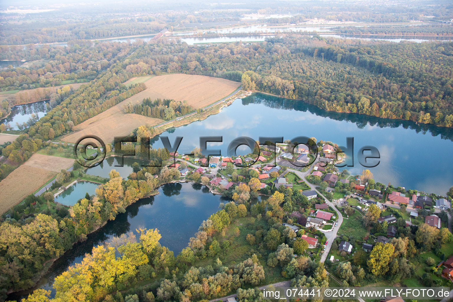 Beinheim in the state Bas-Rhin, France from above