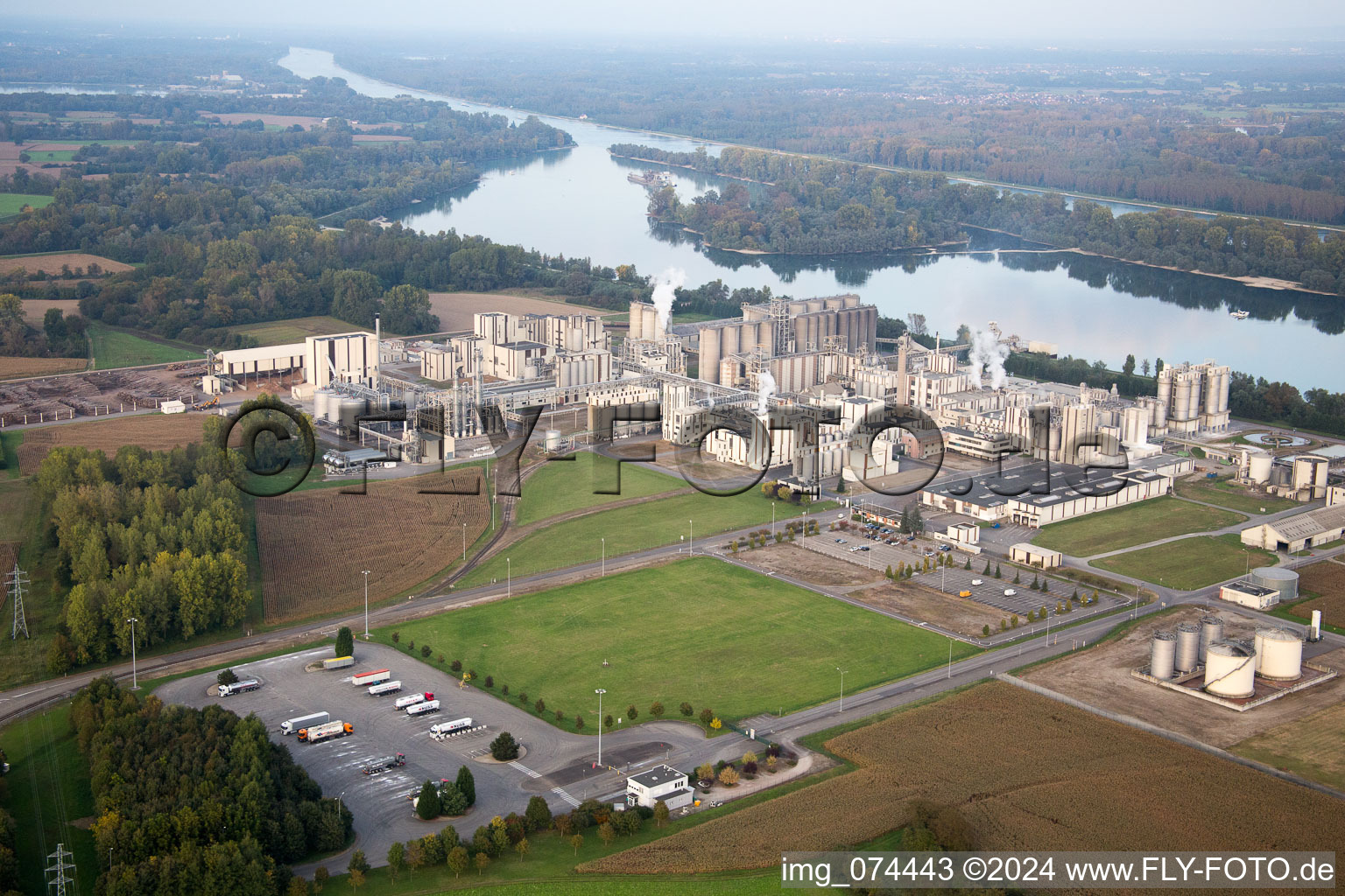 Aerial view of Industry in Beinheim in the state Bas-Rhin, France