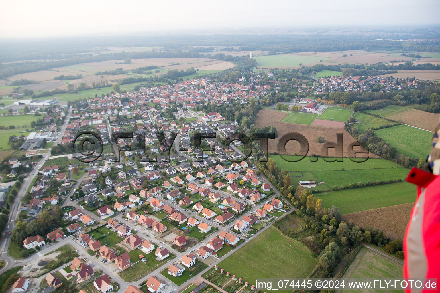 Beinheim in the state Bas-Rhin, France from the plane