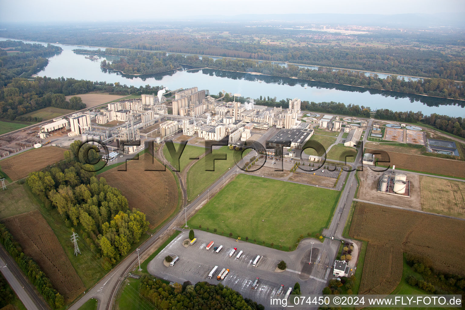 Oblique view of Industry in Beinheim in the state Bas-Rhin, France