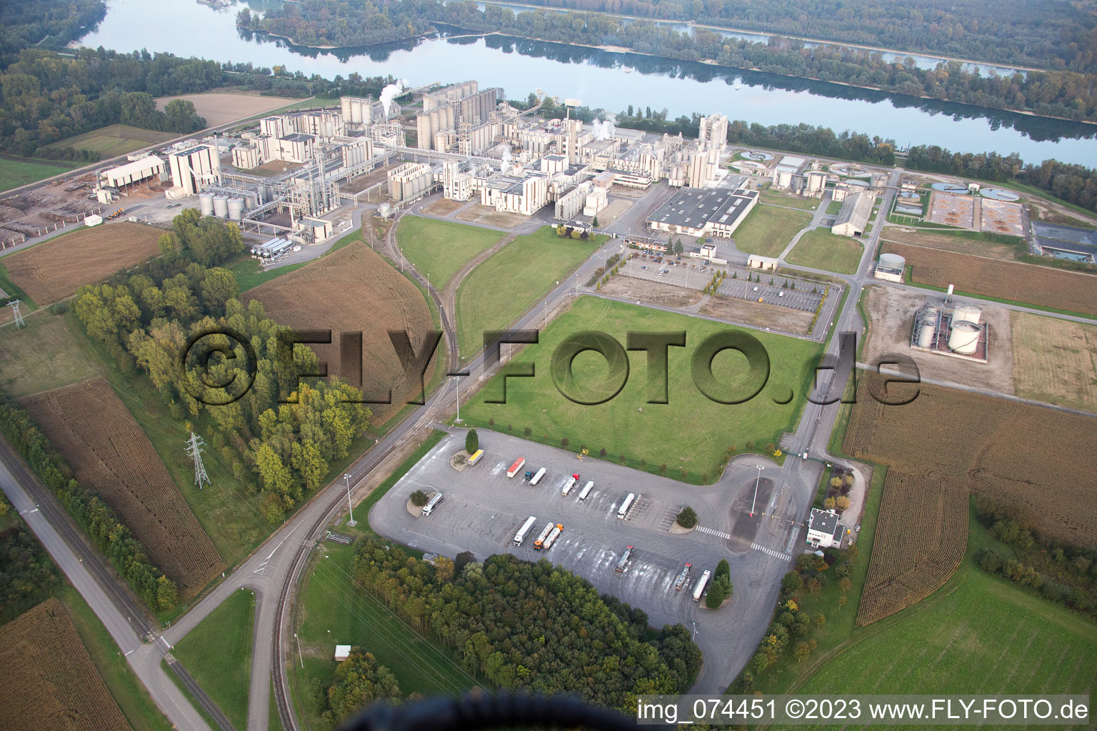 Industry in Beinheim in the state Bas-Rhin, France from above