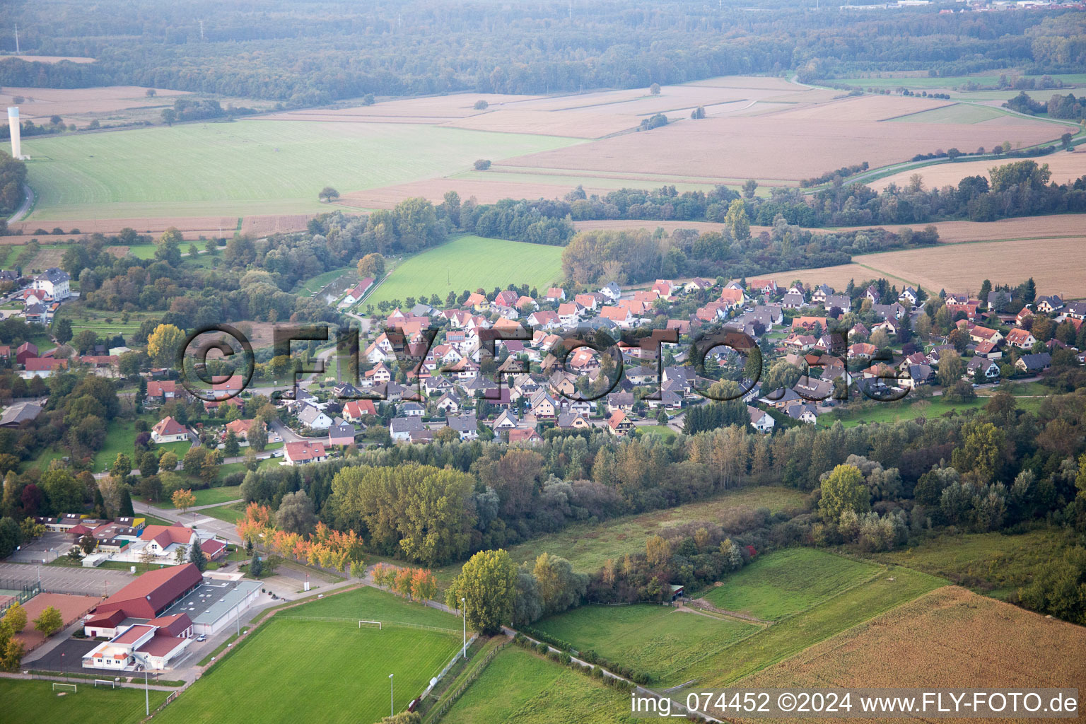 Drone recording of Beinheim in the state Bas-Rhin, France