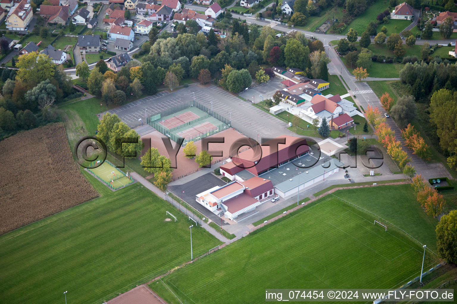 Beinheim in the state Bas-Rhin, France from the drone perspective