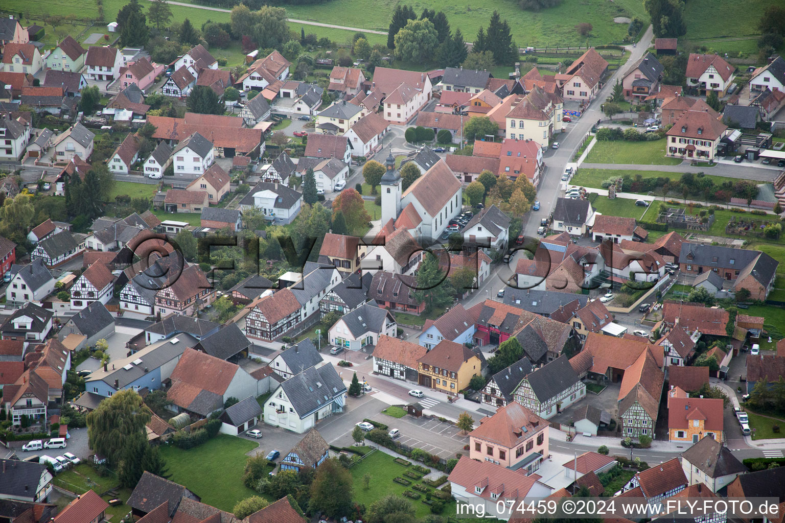 Oblique view of Beinheim in the state Bas-Rhin, France