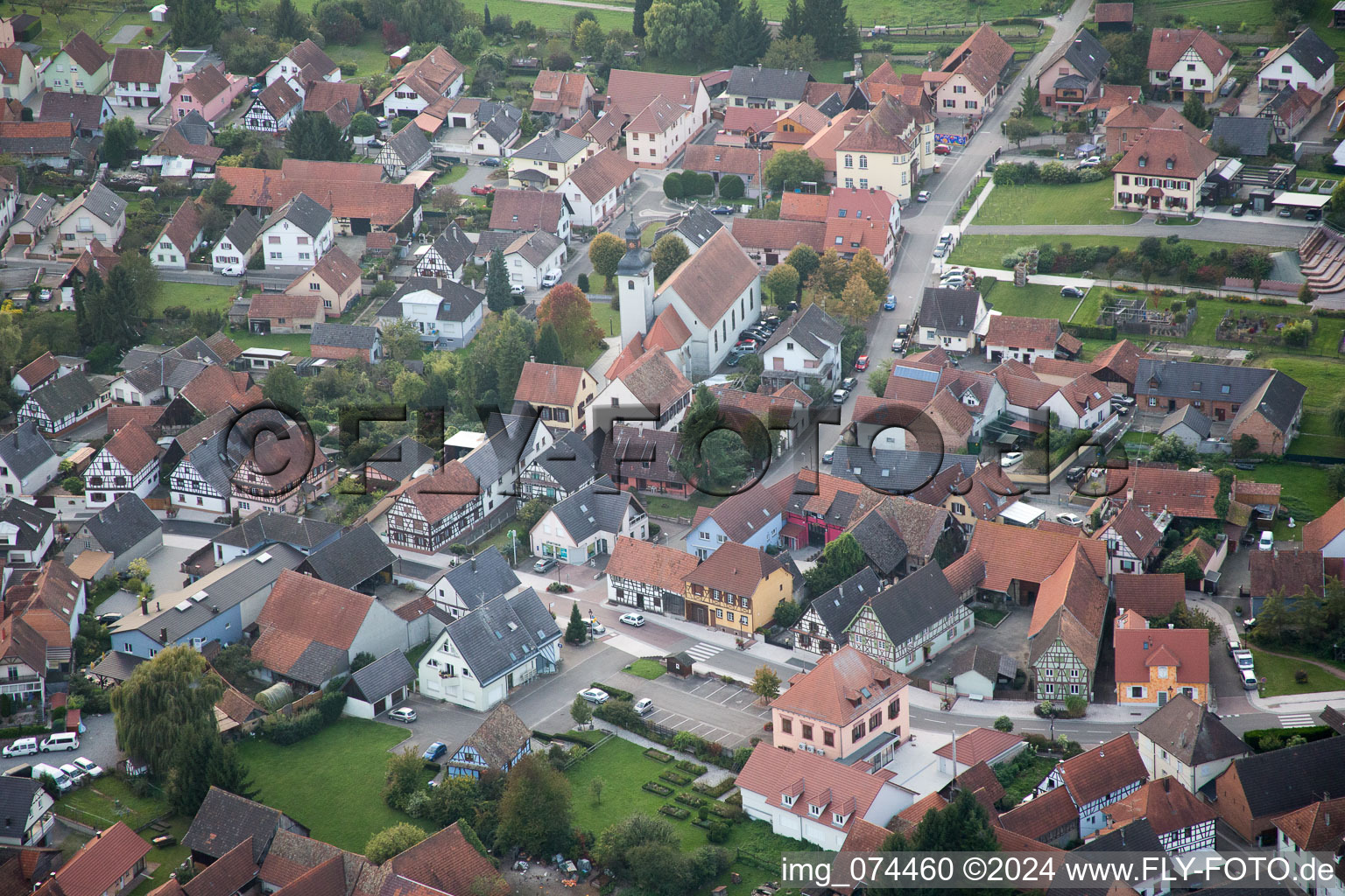 Beinheim in the state Bas-Rhin, France from above