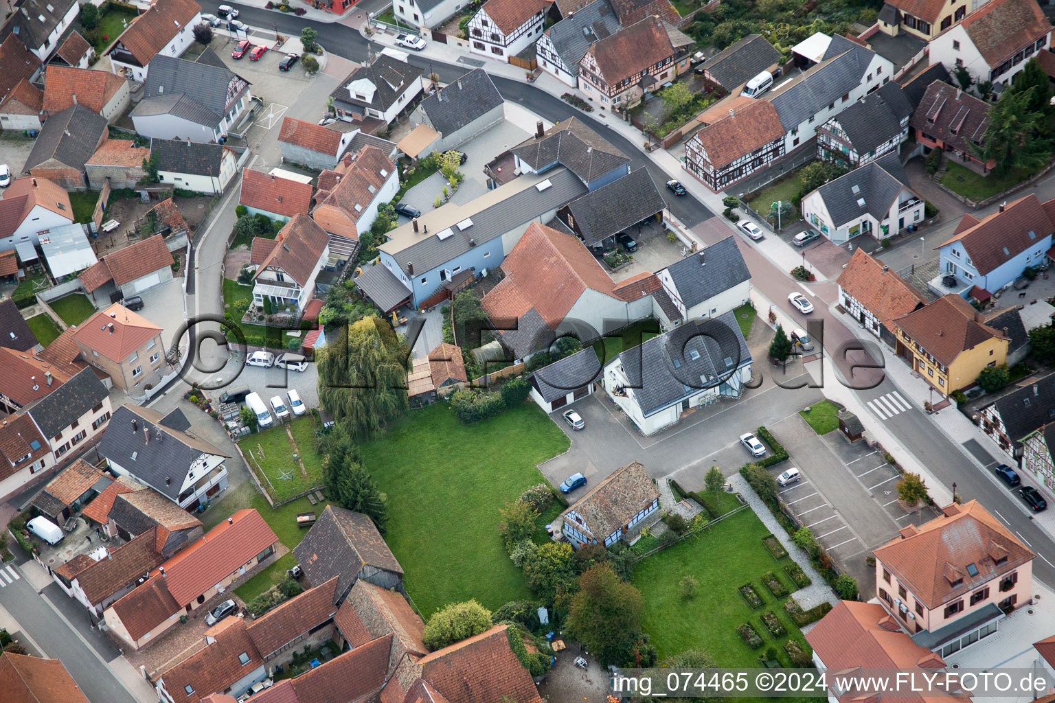 Beinheim in the state Bas-Rhin, France seen from above