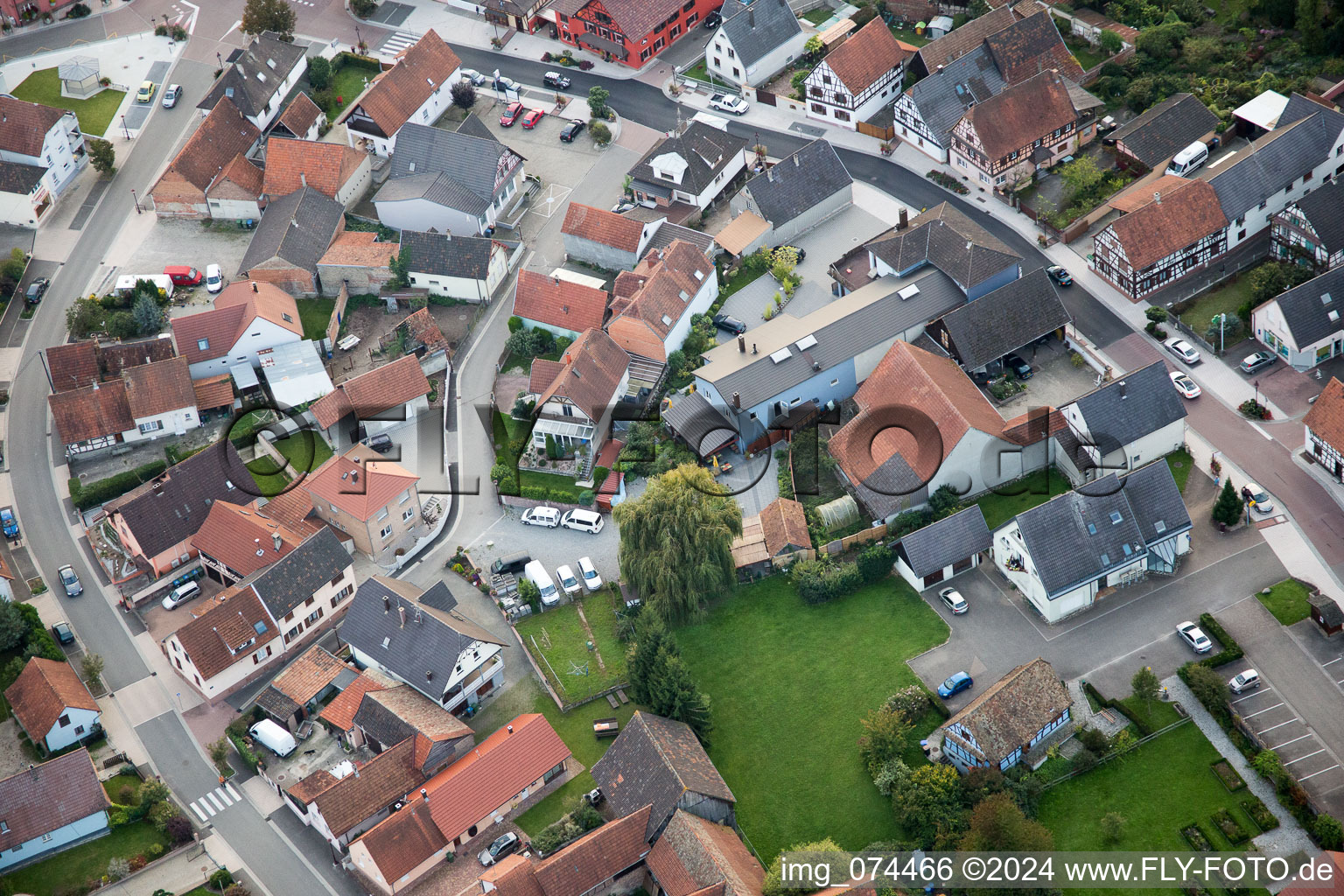 Beinheim in the state Bas-Rhin, France from the plane