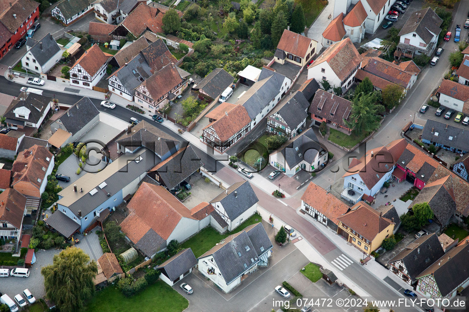 Beinheim in the state Bas-Rhin, France from a drone