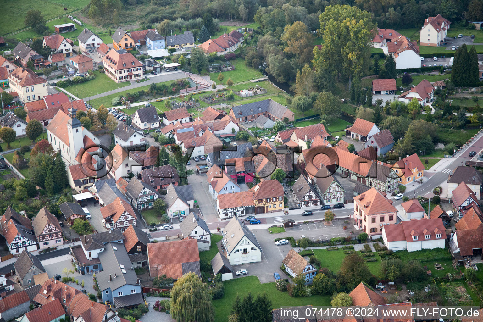 Oblique view of Beinheim in the state Bas-Rhin, France