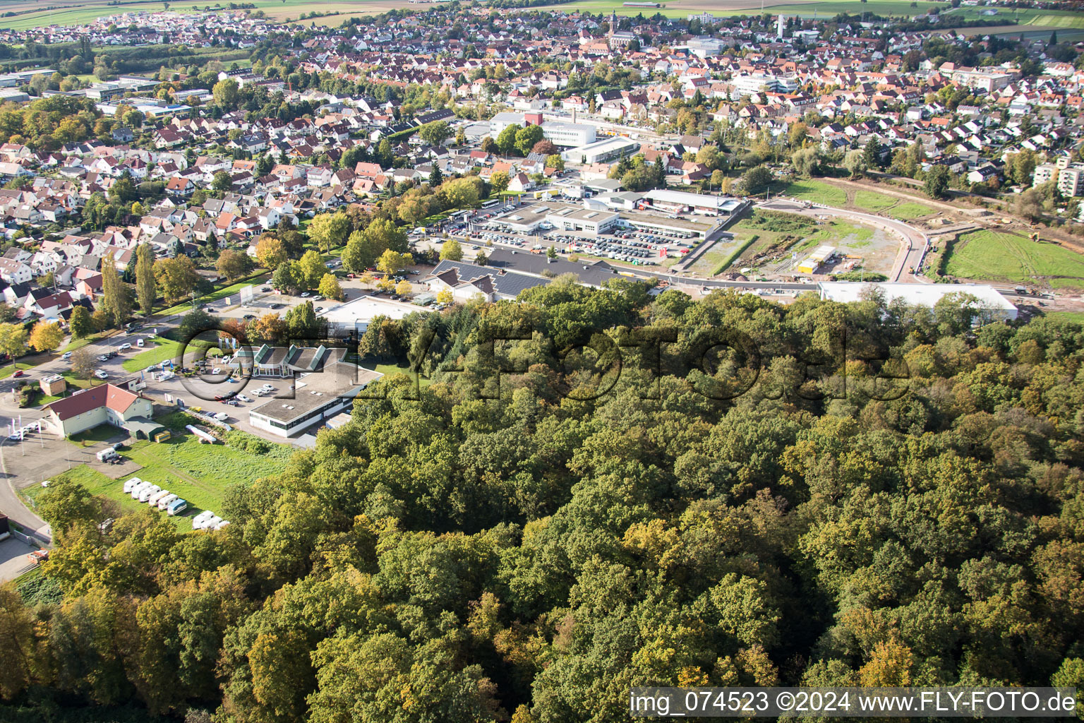 Kandel in the state Rhineland-Palatinate, Germany from above