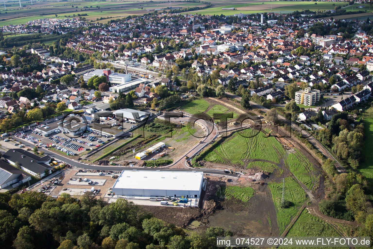 Aerial photograpy of EDEKA new building in Kandel in the state Rhineland-Palatinate, Germany