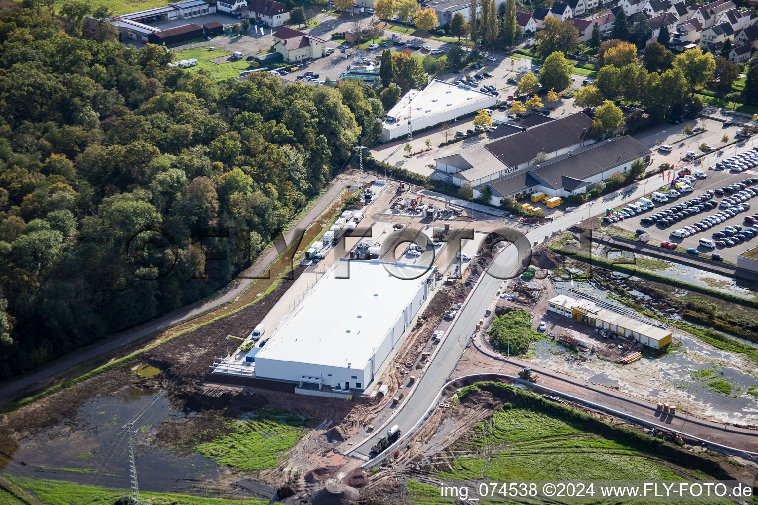 EDEKA new building in Kandel in the state Rhineland-Palatinate, Germany viewn from the air