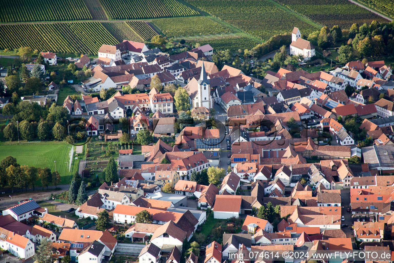 District Mörzheim in Landau in der Pfalz in the state Rhineland-Palatinate, Germany from the plane