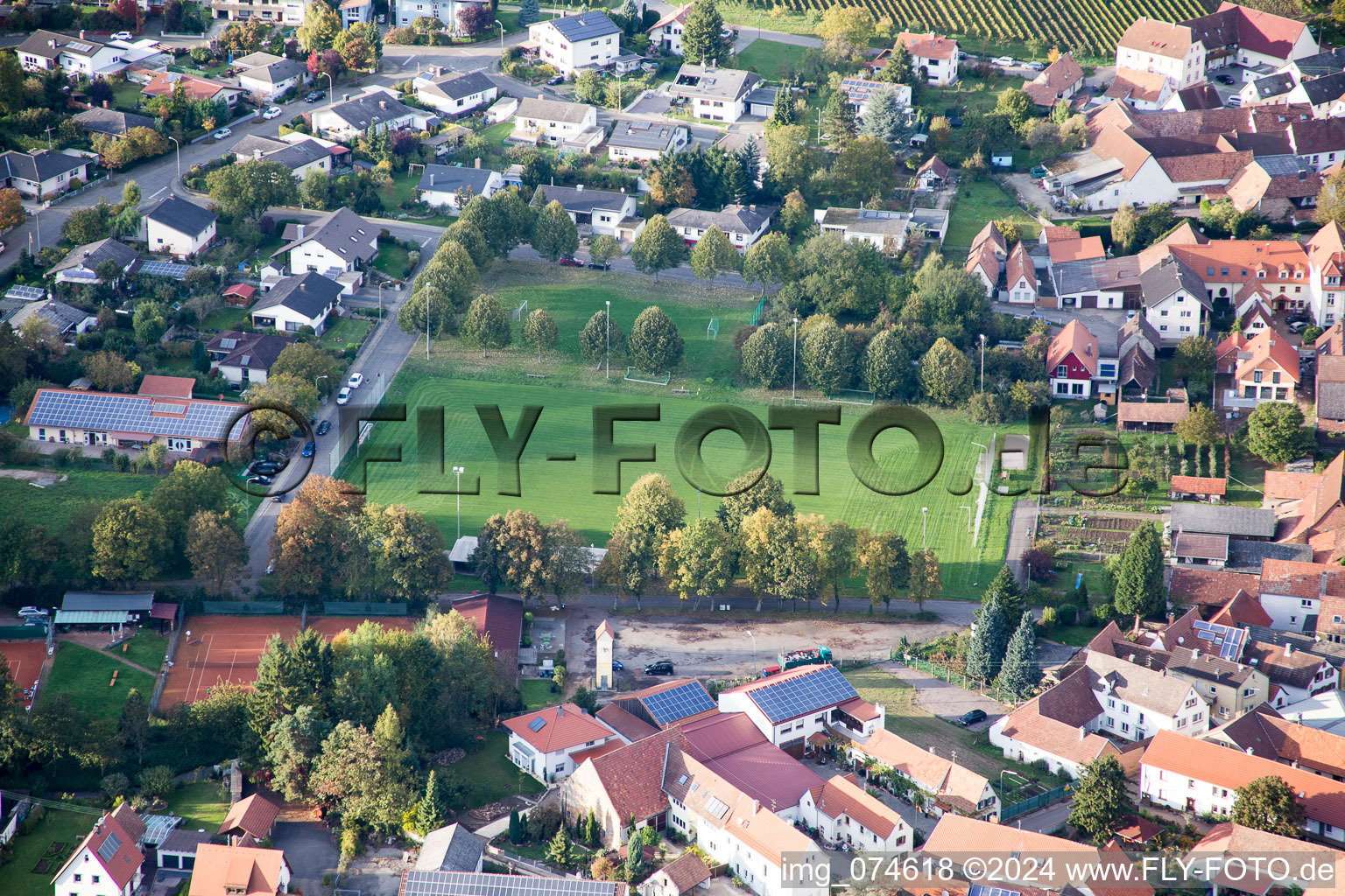 Drone recording of District Mörzheim in Landau in der Pfalz in the state Rhineland-Palatinate, Germany