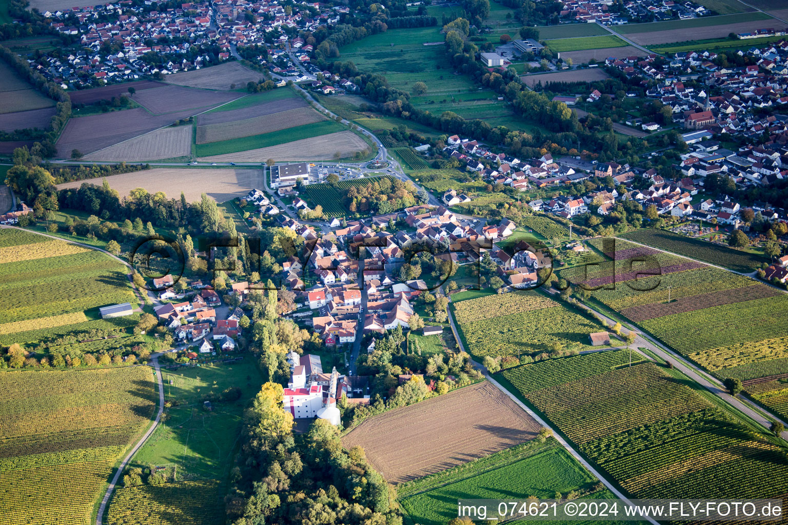 District Appenhofen in Billigheim-Ingenheim in the state Rhineland-Palatinate, Germany from the plane