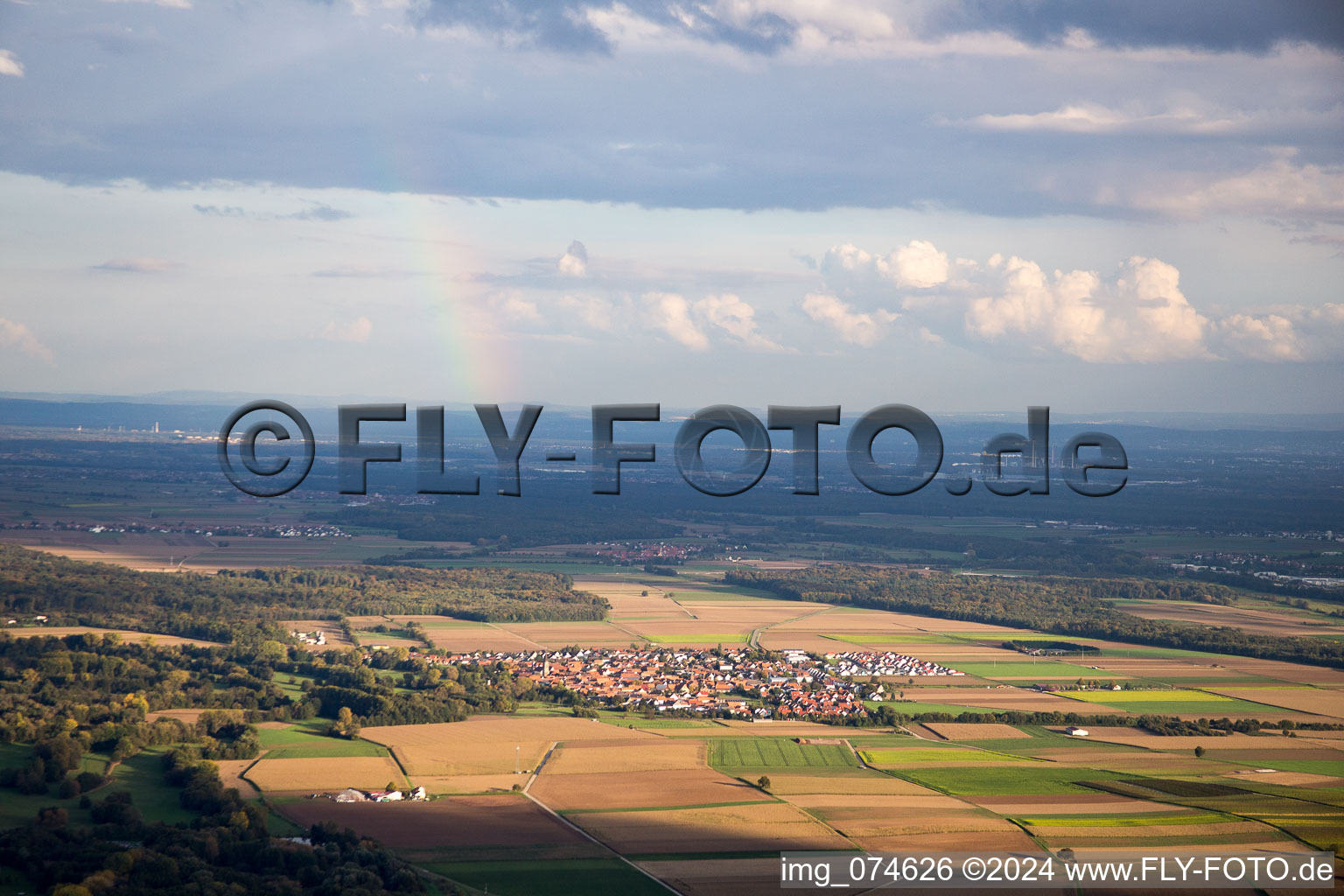 Steinweiler in the state Rhineland-Palatinate, Germany from the plane