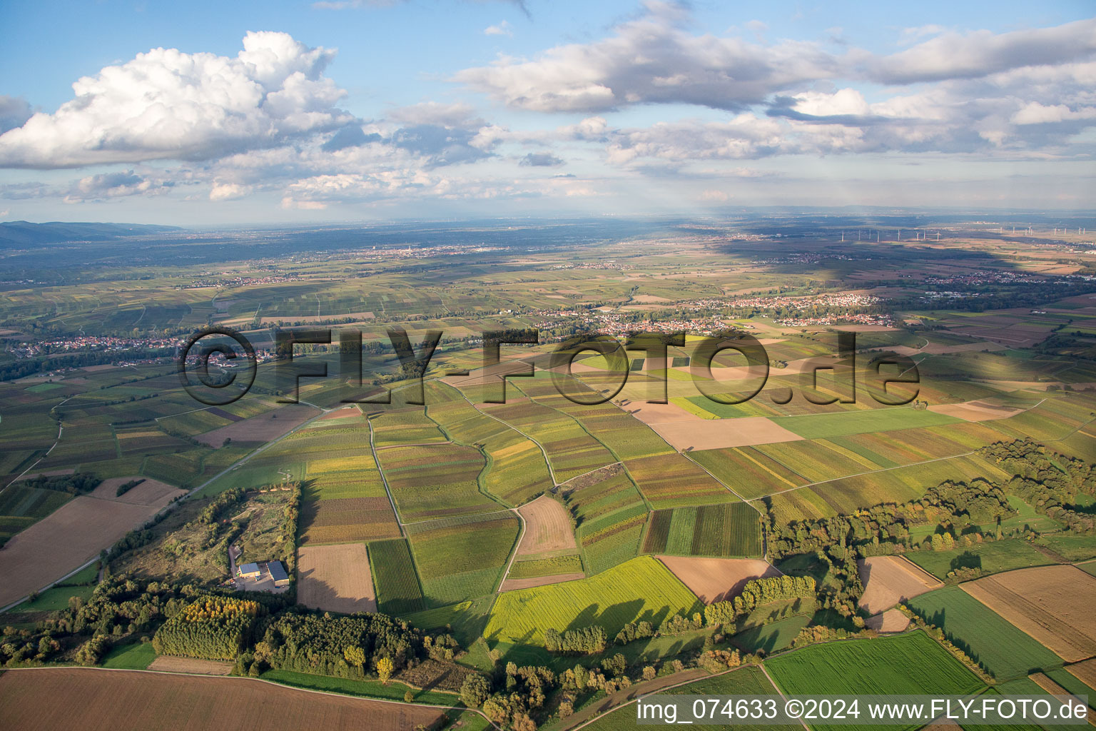 From the south in the district Billigheim in Billigheim-Ingenheim in the state Rhineland-Palatinate, Germany