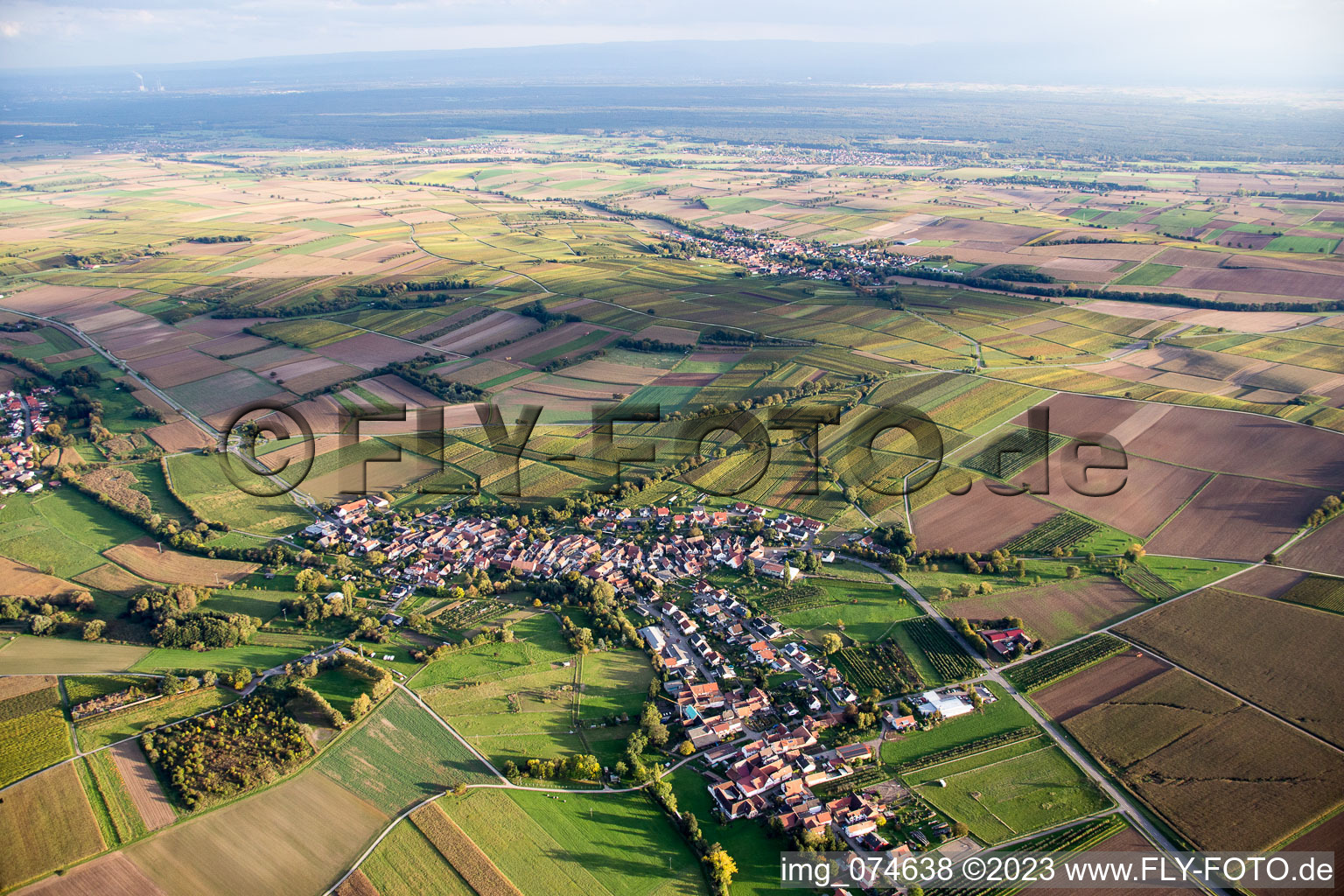 Aerial view of Oberhausen in the state Rhineland-Palatinate, Germany