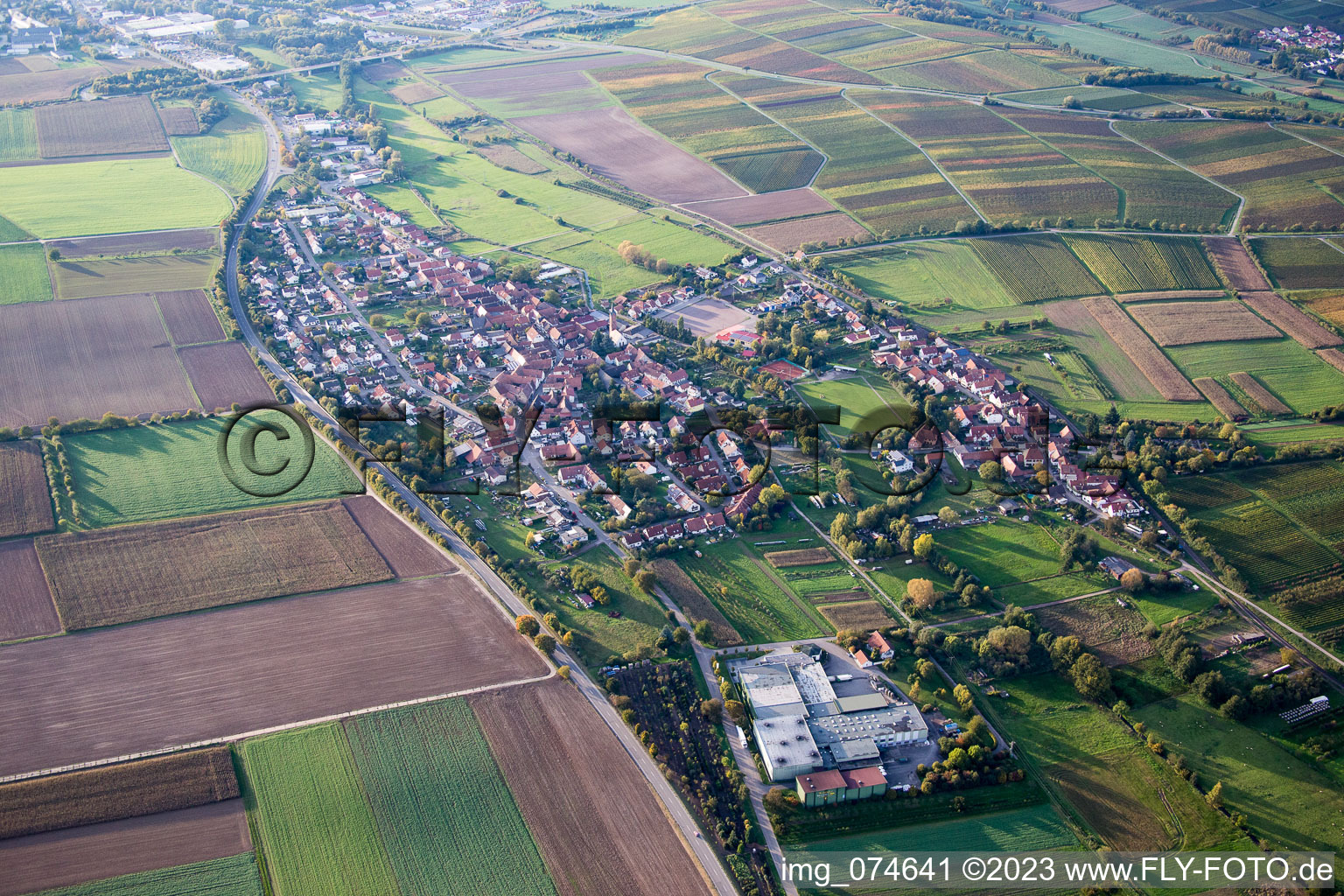 Aerial view of District Kapellen in Kapellen-Drusweiler in the state Rhineland-Palatinate, Germany