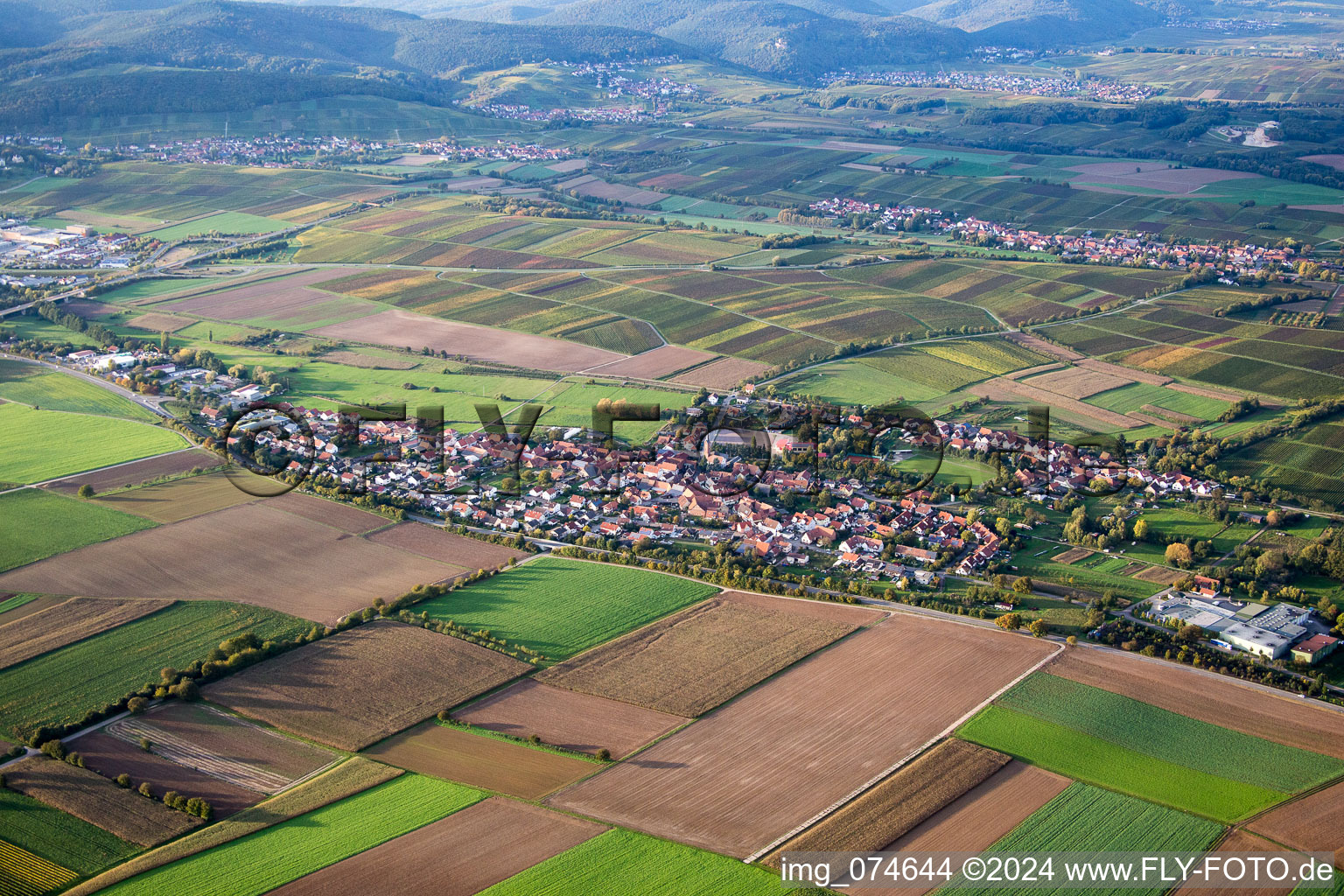 District Kapellen in Kapellen-Drusweiler in the state Rhineland-Palatinate, Germany from above