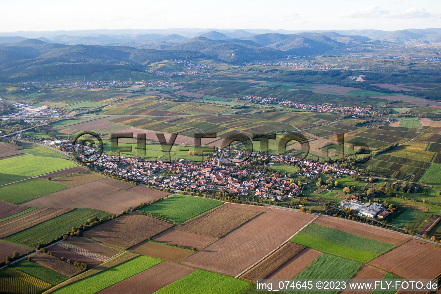 District Kapellen in Kapellen-Drusweiler in the state Rhineland-Palatinate, Germany out of the air