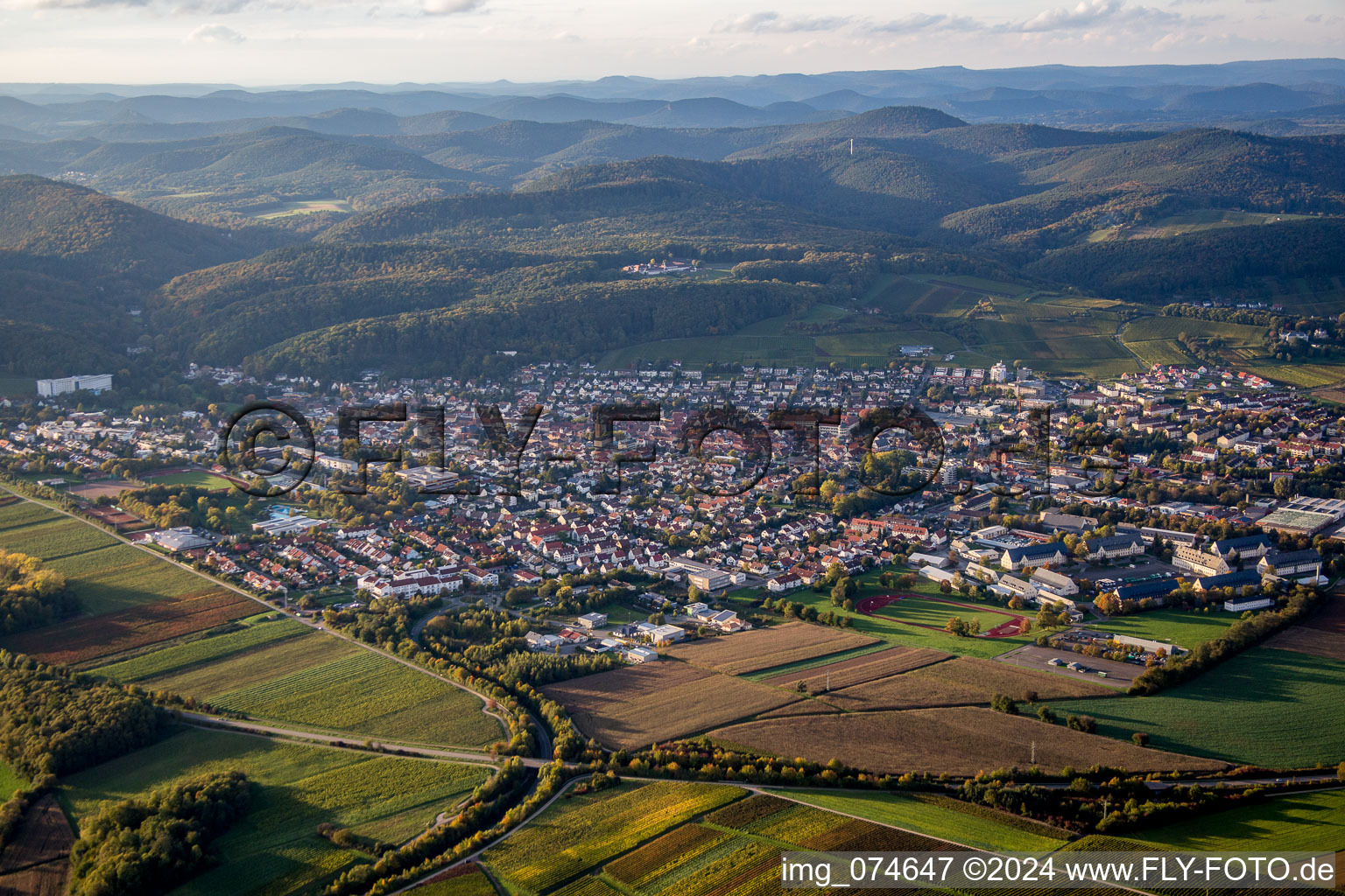 Aerial photograpy of Bad Bergzabern in the state Rhineland-Palatinate, Germany